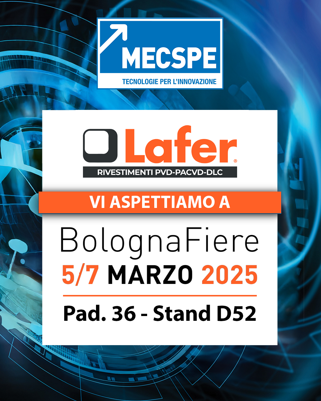 partecipazione fiera Mecspe nel padiglione 36, stand d52